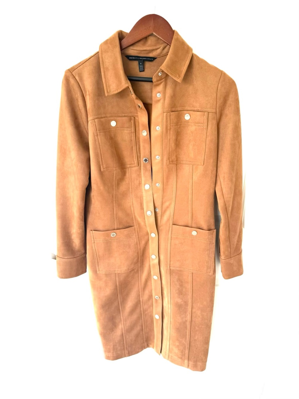 White House Black Market Faux Suede Western Shacket Dress Size 6